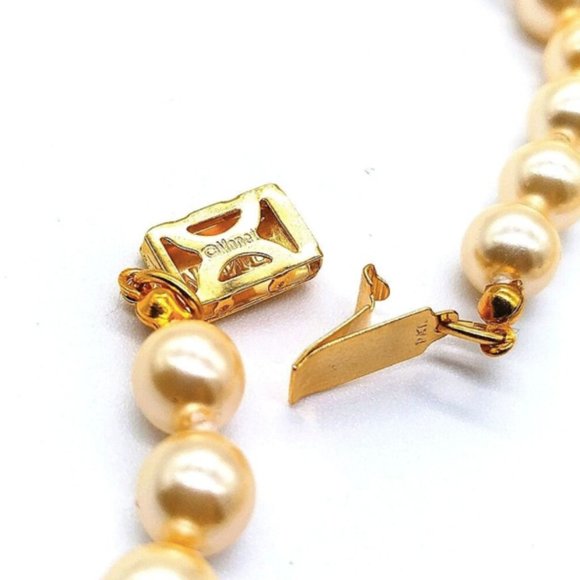 1970s 60" MONET Vintage Oyster Cream Knotted Glass Pearl Necklace-Rare-Unworn! - Picture 7 of 7